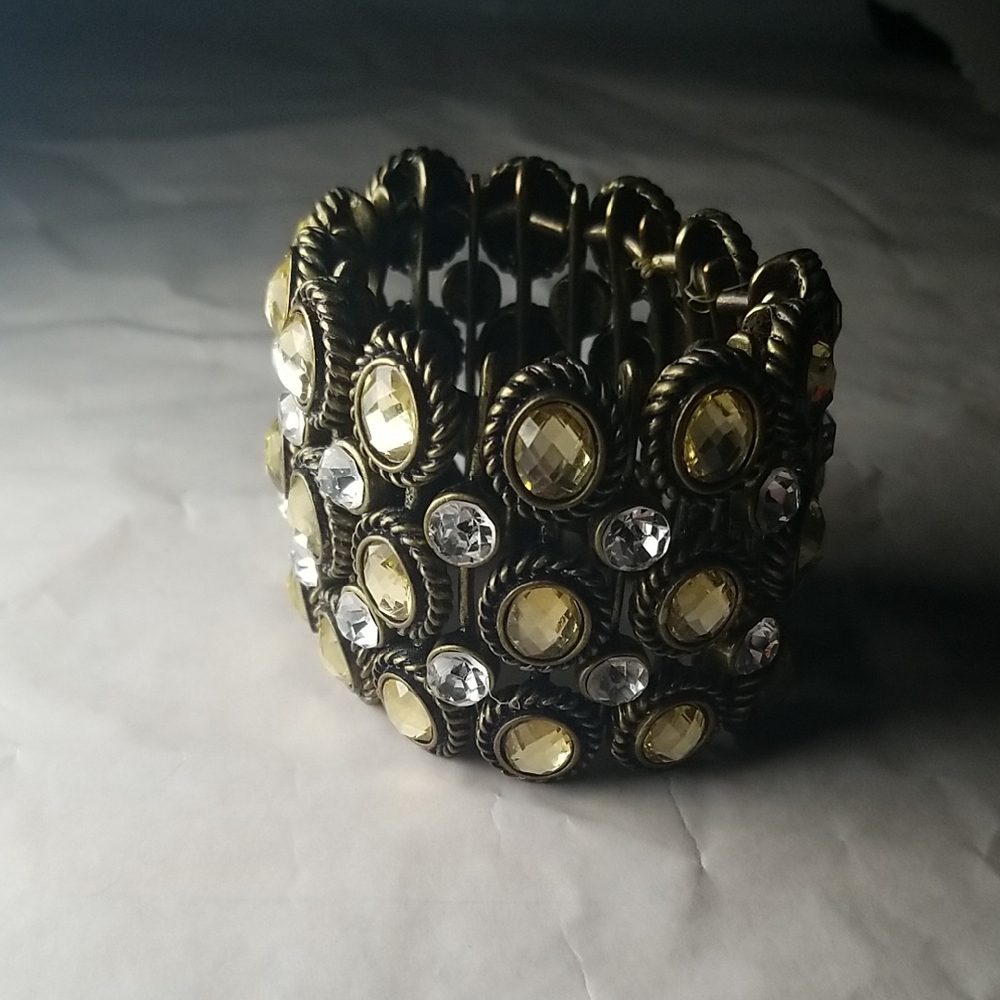Gold and Silver Tone Gemstone Bracelet